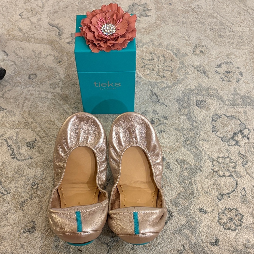 Tieks Metallic Ballet Flats in Rose Gold